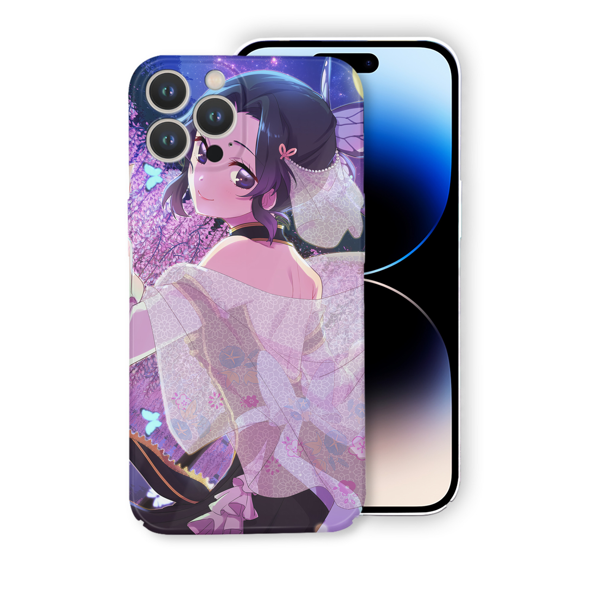 （画像用） 鬼滅の刃（きめつのやいば）蟲柱-胡蝶 しのぶ／こちょう しのぶ Kochou Shinobu 【iPhone 14シリーズ対応】ハードケース